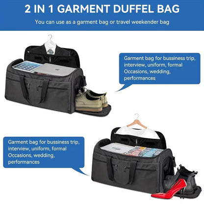 2-in-1 Convertible Garment Duffle Bag with Shoe Compartment & Hanging System