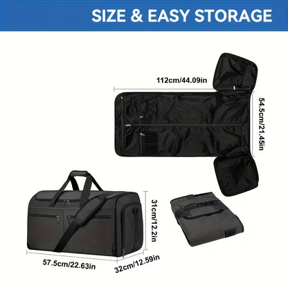 2-in-1 Convertible Garment Duffle Bag with Shoe Compartment & Hanging System
